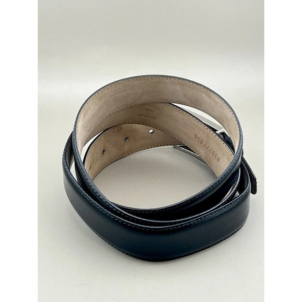 Brioni Black Leather Belt Men’s 40 Handmade in Italy Silver Brass Buckle Luxury